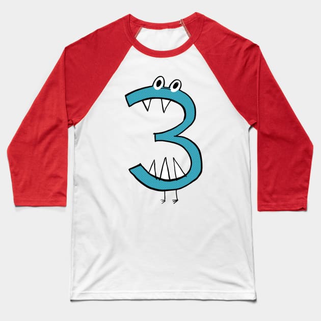 Monster Number 3- the perfect birthday gift for cool little monsters Baseball T-Shirt by heyK